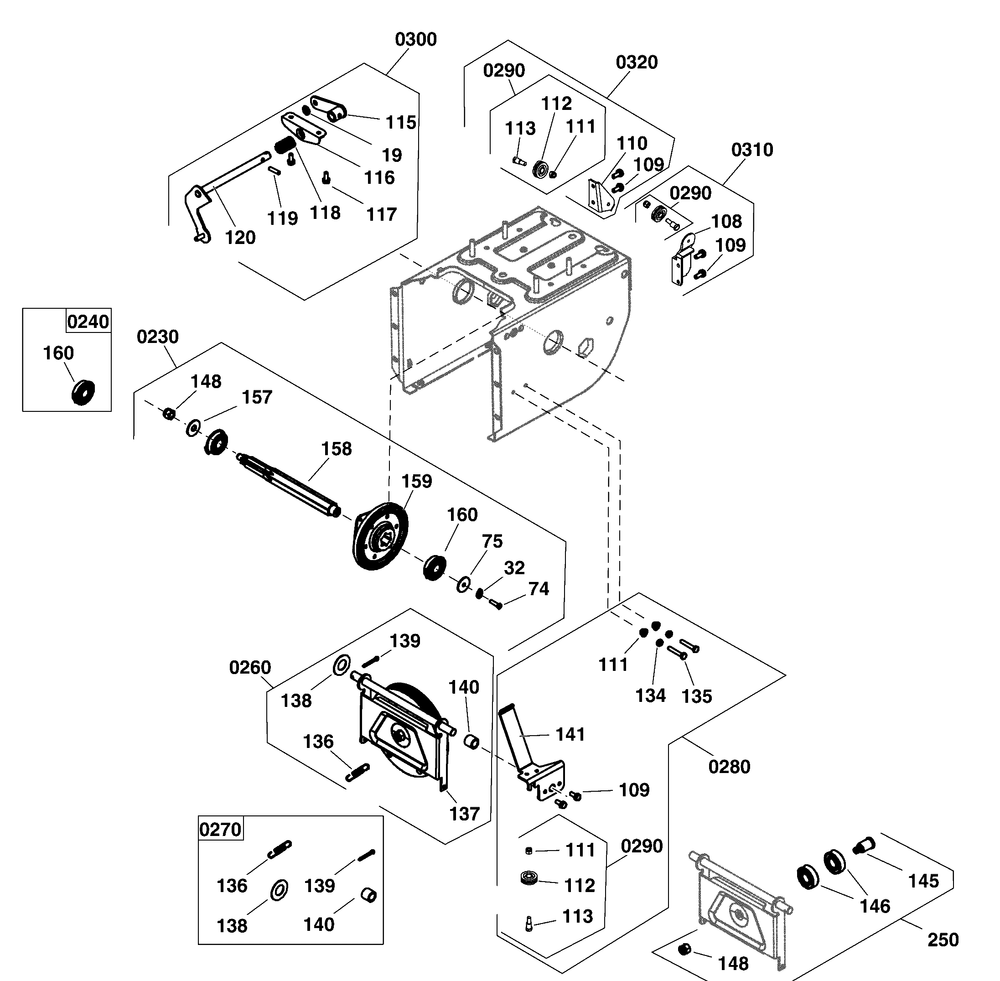 Transaxle Drive Group Diagram and Parts List for 2016 Briggs and Stratton Snow Blower